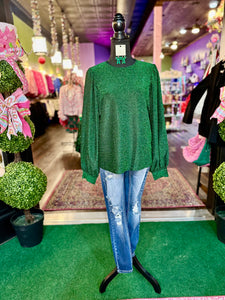 Hunter Green Glittery Knit Top