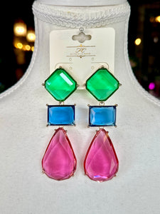 Multicolor Geometric Jewel Earrings