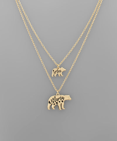 Mama Bear & Mini Necklace Set