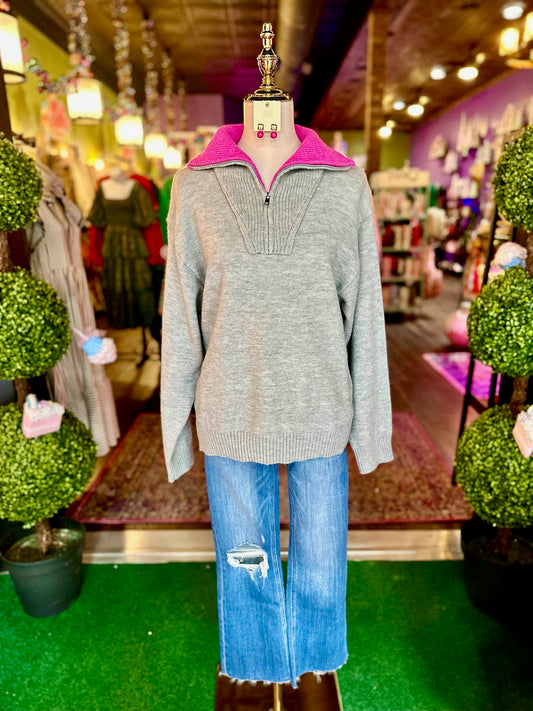 Light Grey Quarter Zip Sweater