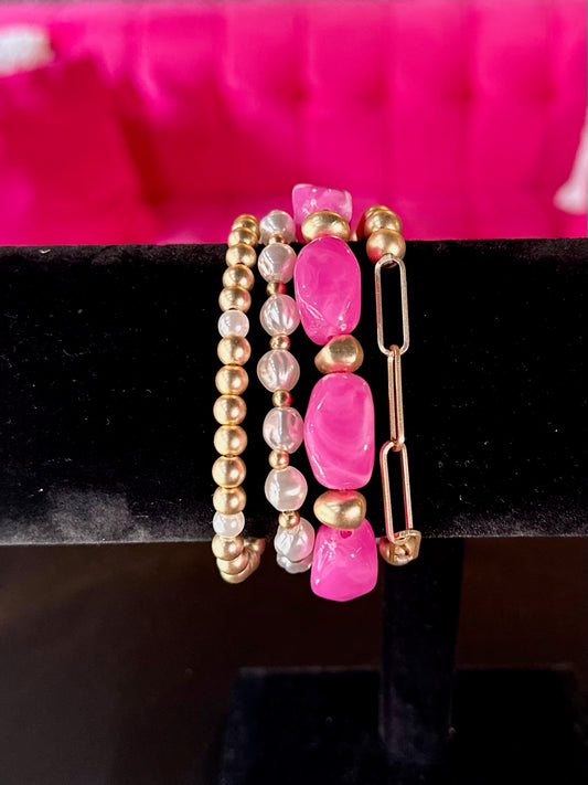 Pink & Gold Bracelet Set