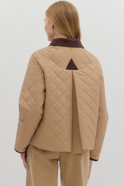 Diamond Quilted Long Sleeve Coat