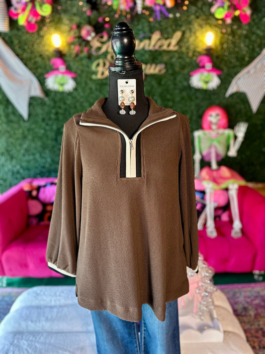 Brown Half Zip Pullover