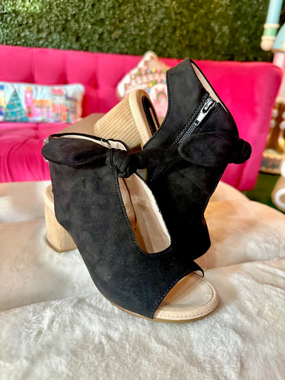 Kimora Black Suede Wedges