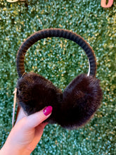 Load image into Gallery viewer, Black Faux Mink Fur Knitted Earmuffs
