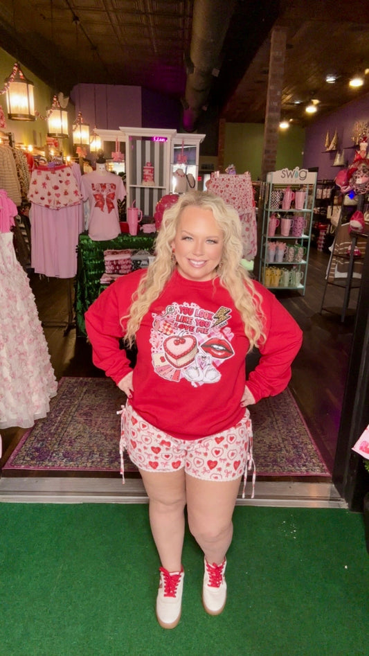 White Heart & Rose Printed Shorts