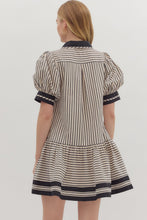 Load image into Gallery viewer, Black &amp; White Striped Mini Dress
