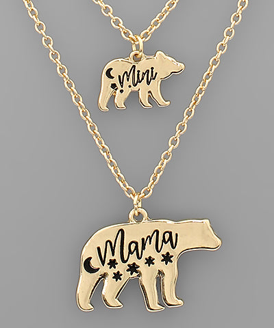 Mama Bear & Mini Necklace Set