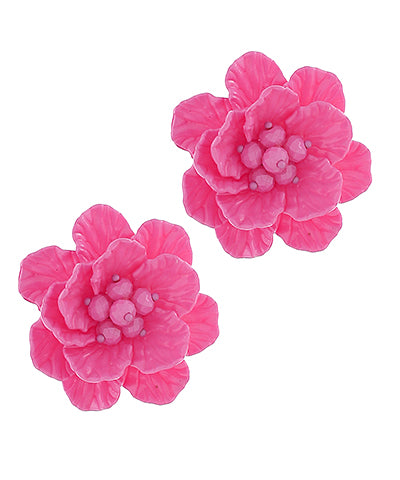 Hot Pink Flower Earrings