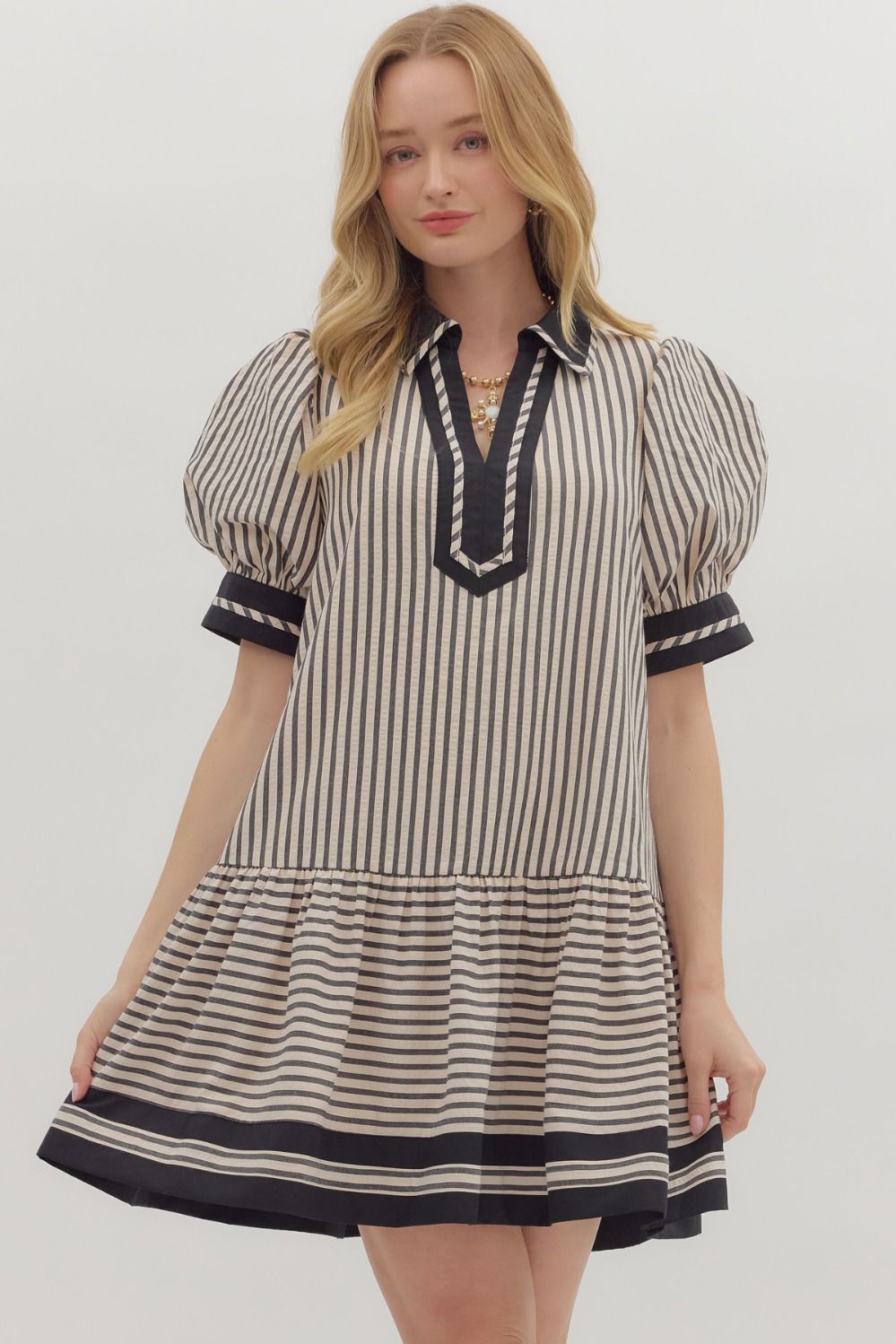 Black & White Striped Mini Dress