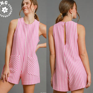 Stripe Knit Sleeveless Rompers