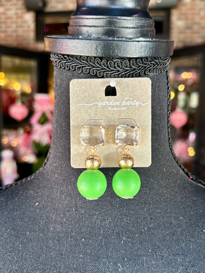 Green Ball Drop Earrings