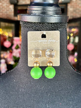 Load image into Gallery viewer, Green Ball Drop Earrings
