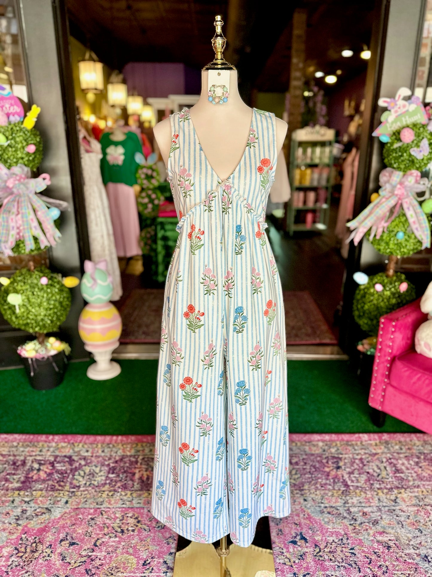 Seaside Bloom Backless Jumpsuit
