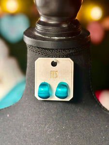 Blue Metallic Curved Earrings