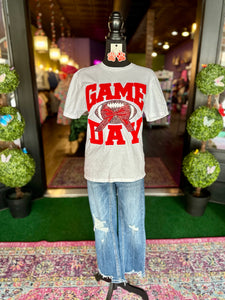 Red chenille game day tee