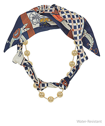 Navy & Gold Chain & Scarf Dual Necklace