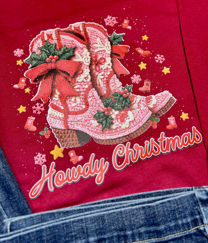 Howdy Christmas Western Boot Sweatshirt