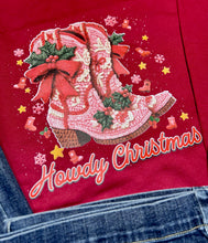 Load image into Gallery viewer, Howdy Christmas Western Boot Sweatshirt
