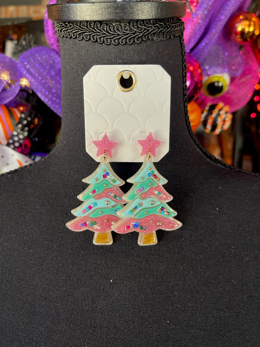 Pastel Christmas Tree Earrings
