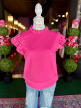 Load image into Gallery viewer, Hot Pink Textured &amp; Pearl Embellished Top
