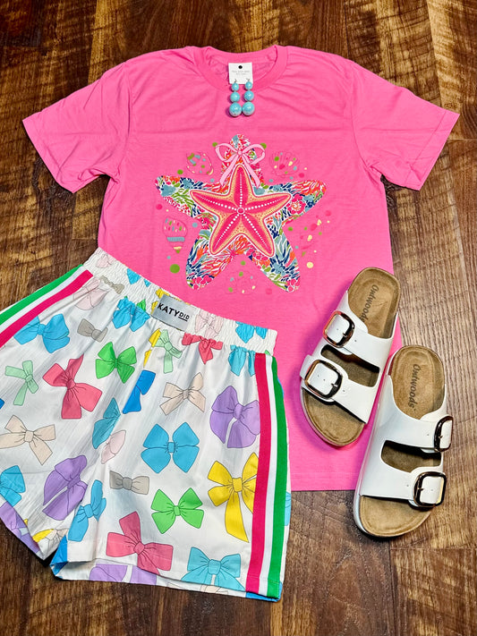 Preppy Retro Floral Starfish tee