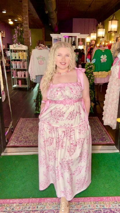Blush Blossoms & Bows Maxi Dress