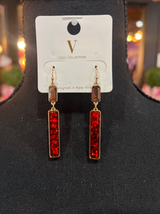 Red glitter bar earrings