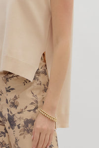 Oatmeal hi-lo Sleeveless Sweater