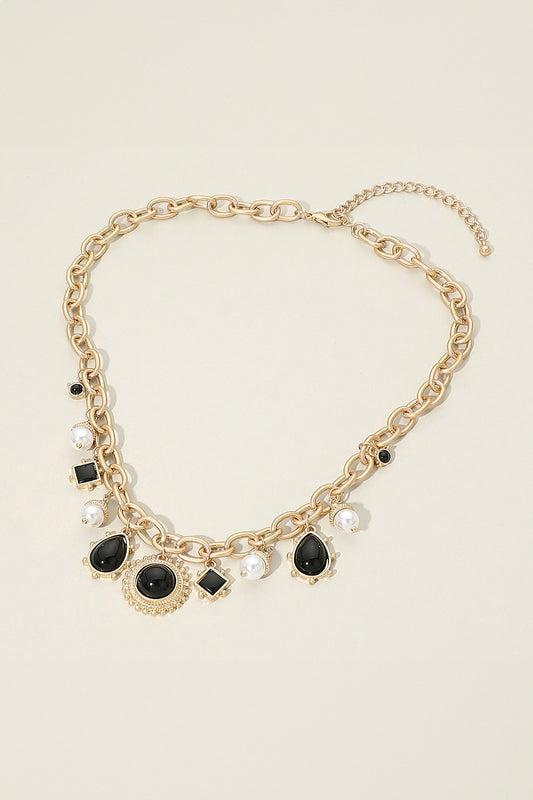 Cabochon Pearl Charm Necklace