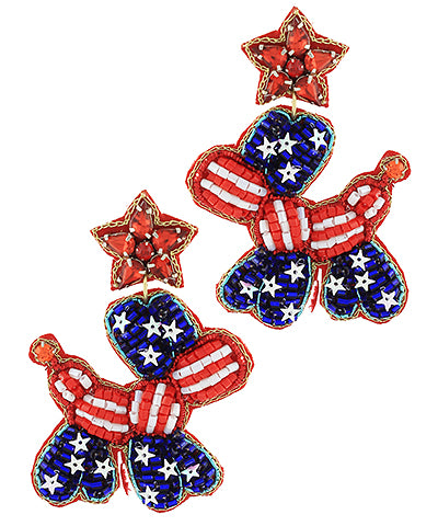 Patriotic USA Poodle Earrings