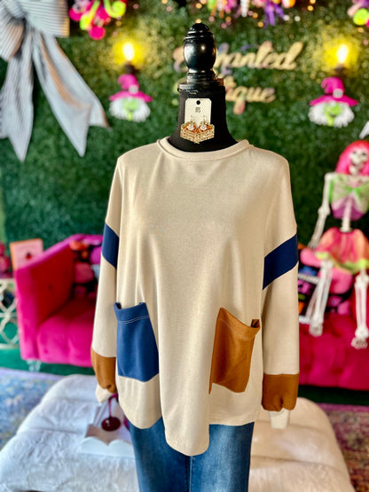 Beige ColorBlock Top