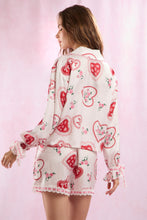 Load image into Gallery viewer, Heart Print Satin Pajamas
