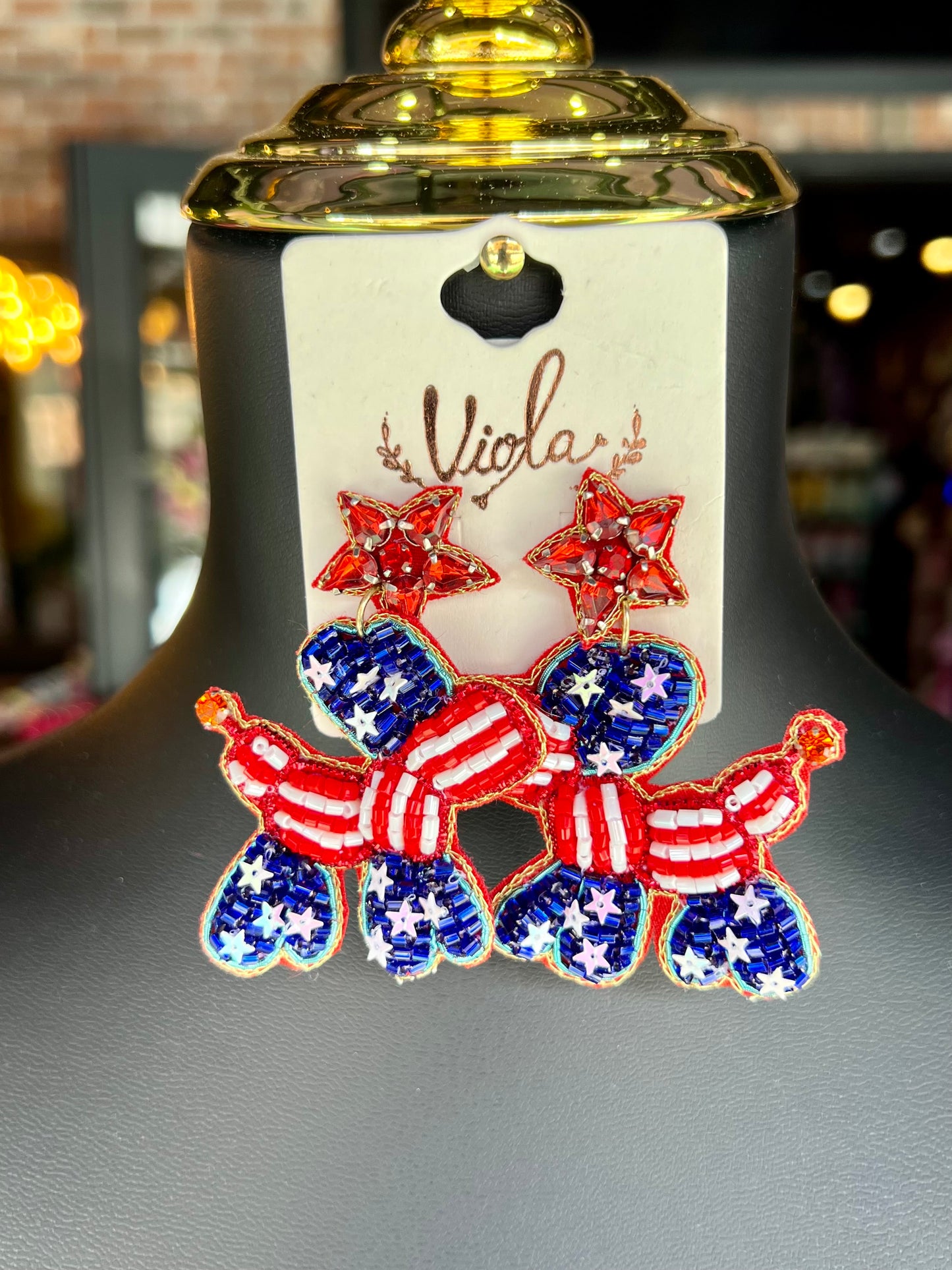 Patriotic USA Poodle Earrings