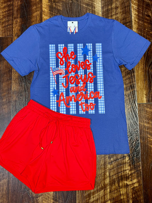 She Loves Jesus & America Too T-Shirt
