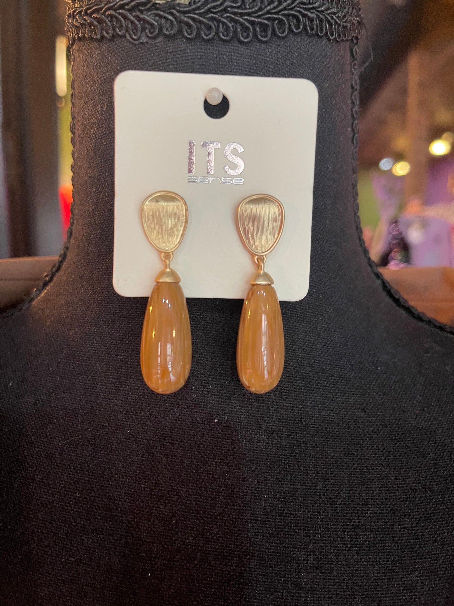 Brown Acrylic Teardrop Earrings