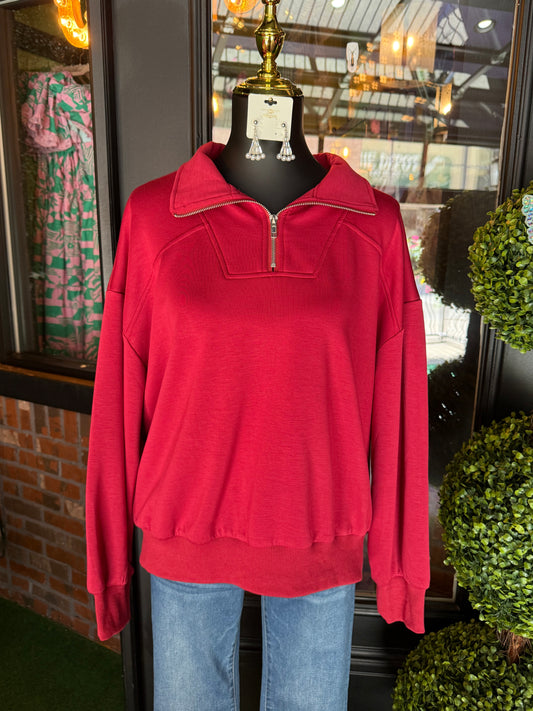 Berry Quarter Zip Sweatshirt