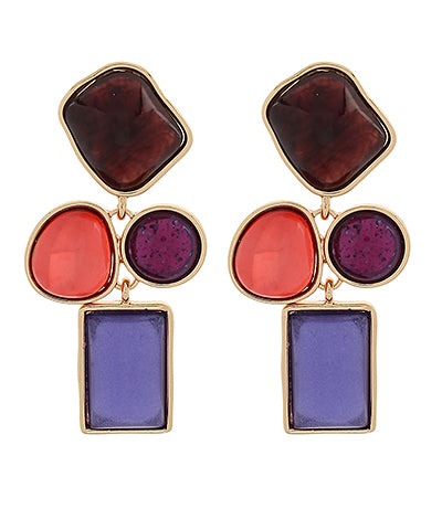Multicolor Geometric linear Jewel Earrings