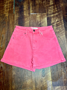 Pink High Rise Cuffed Shorts