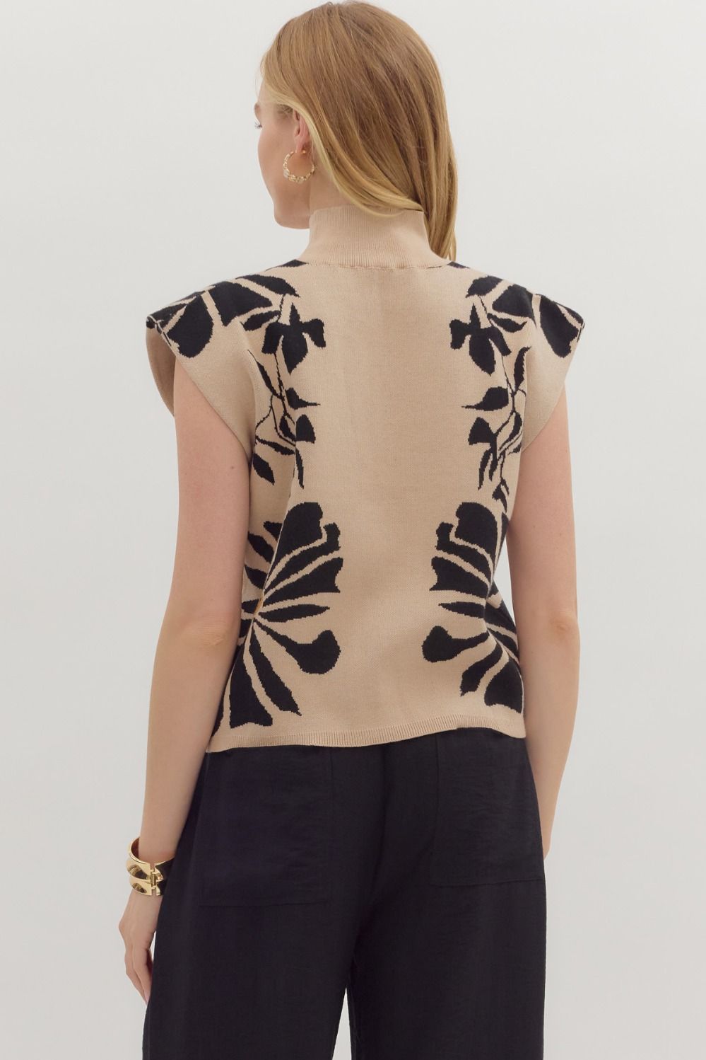 Ecru & Black Floral Sweater