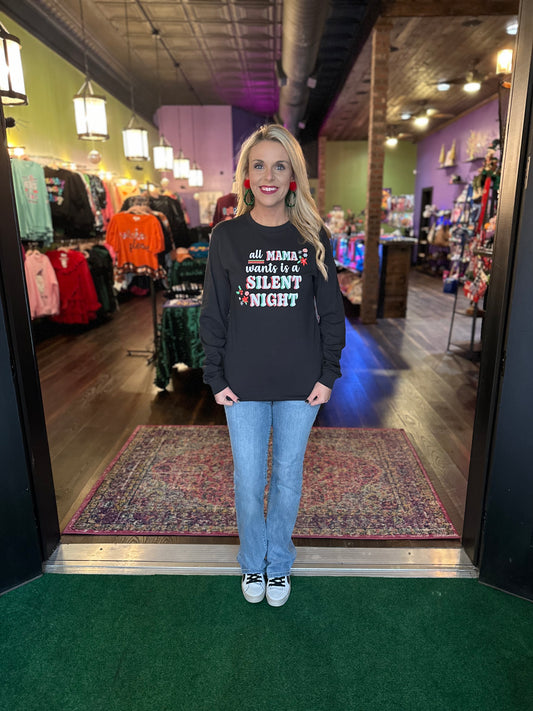 Black “ All Mama wants is a Silent Night “ tee