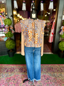 Marigold Breeze Floral Patchwork Quilted Vest
