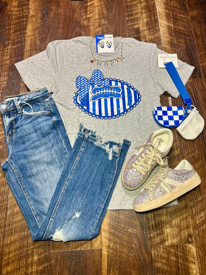 Blue & White Coquette Football T-Shirt