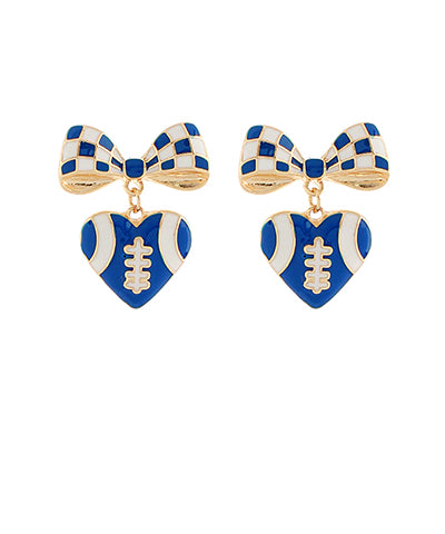 Football Ribbon & Heart Earrings
