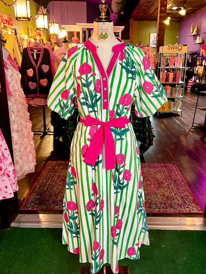 Garden Party Stripe Maxi Dress
