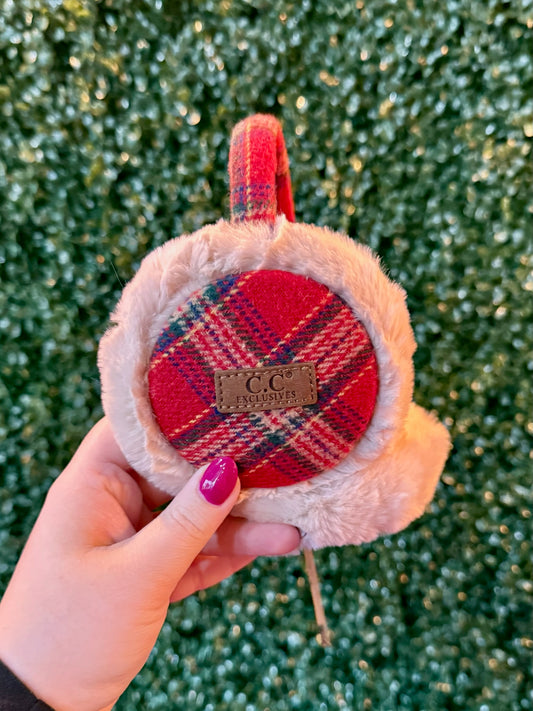 CC Red Plaid Earmuffs
