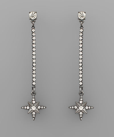 Black Rhinestone Star Dangles
