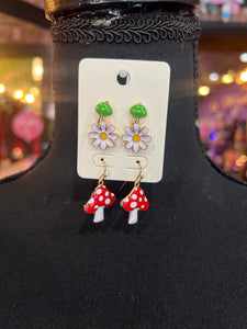 Mushroom & Flower earring set