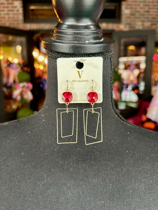 Red Jewel Drop earrings