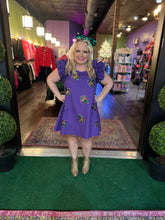 Load image into Gallery viewer, Mardi Gras jester dress w/ Ruffle Sleeves
